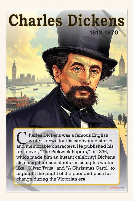Charles Dickens - Classic Novelist - Biography Poster 18" x 12"
