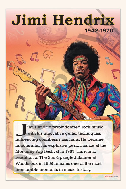 Jimi Hendrix - Guitar Legend - Biography Poster 18" x 12"