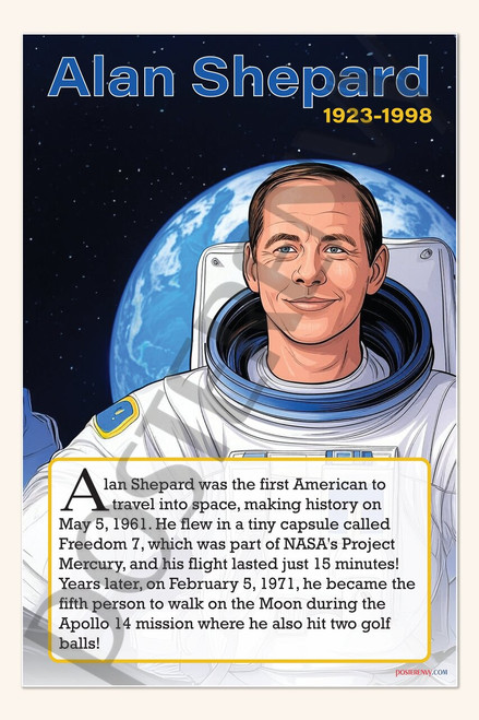 Alan Shepard - First American in Space - Biography Poster 18" x 12"