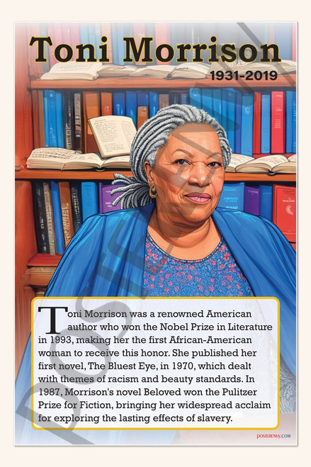 Toni Morrison - Nobel Prize-Winning Author - Biography Poster 18" x 12"