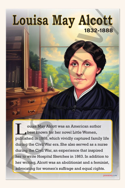Louisa May Alcott - Author of 'Little Women' - Biography Poster 18" x 12"