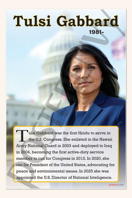 Tulsi Gabbard - Politician & Former Congresswoman - Biography Poster 18" x 12"