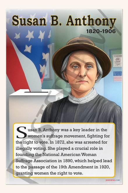 Susan B. Anthony - Women's Suffrage Leader - Biography Poster 18" x 12"