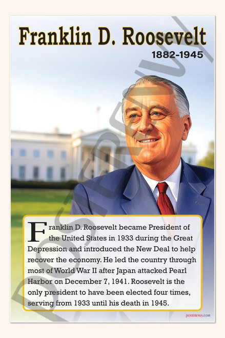 Franklin D. Roosevelt - 32nd U.S. President - Biography Poster 18" x 12"