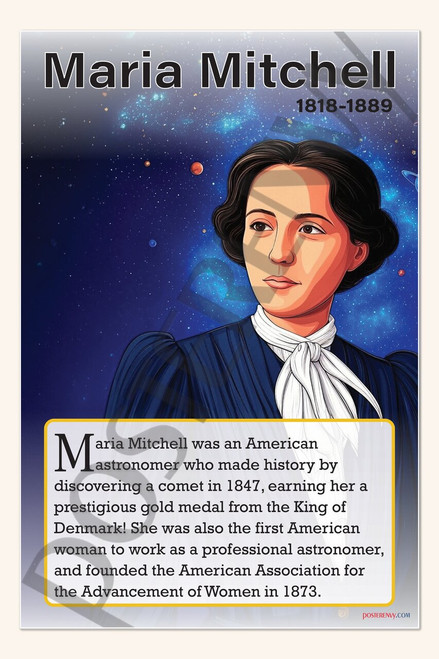Maria Mitchell - Trailblazing Female Astronomer - Biography Poster 18" x 12"