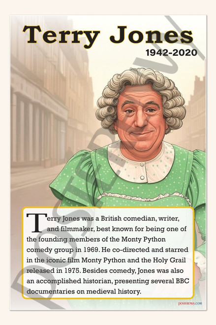 Terry Jones - Monty Python Comedian & Filmmaker - Biography Poster 18" x 12"