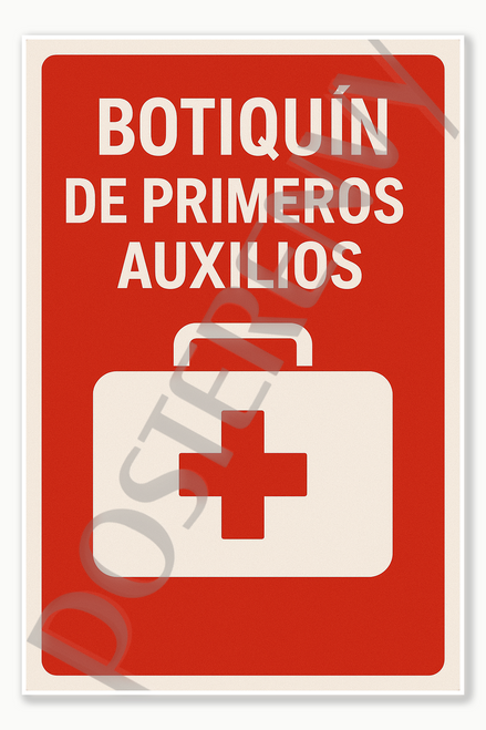 Safety and Emergency Signs first aid kits - Portuguese Poster - 18 inch x 12 inch