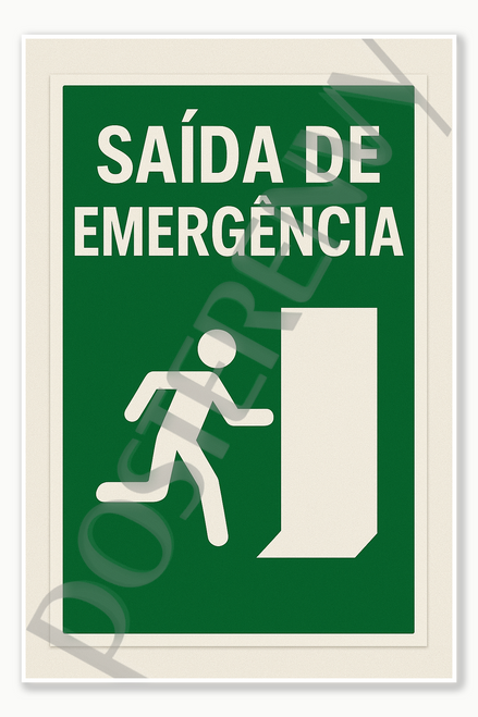 Safety and Emergency Signs emergency exit signs - Portuguese Poster - 18 inch x 12 inch