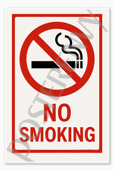 Safety and Emergency Signs No Smoking - English Poster - 18 inch x 12 inch