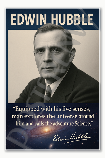 Edwin Hubble Famous American Astronomer extragalactic astronomy observational cosmology telescope NASA space astronomy science Poster - 18 inch x 12 inch
