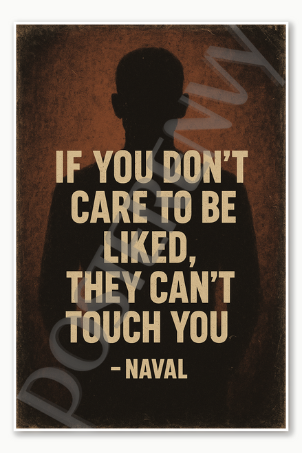 If you don't care to be liked they can't touch you - Naval Motivational Inspirational Poster - 18 inch x 12 inch