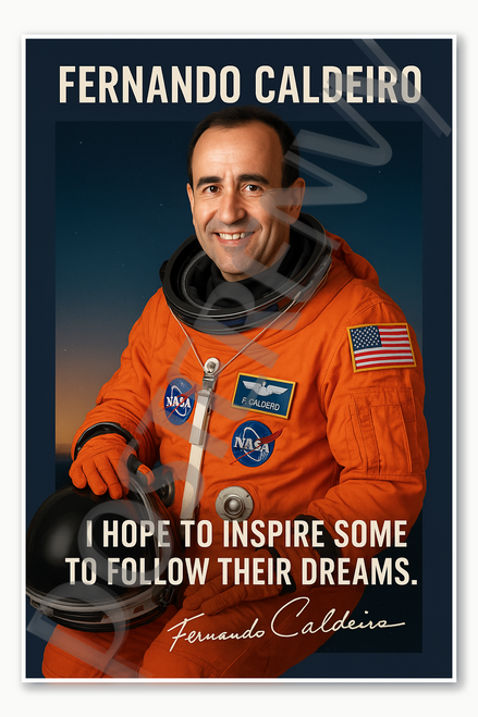 Fernando Caldeiro Famous Hispanic Latino NASA American Space Astronaut quote I hope to inspire some to follow their dreams Poster - 18 inch x 12 inch