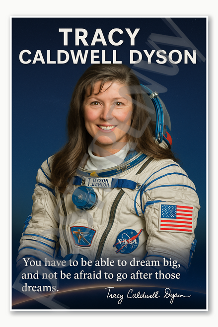 Tracy Caldwell Dyson Famous Woman Female American NASA Astronaut Space Inspirational Hero Poster - 18 inch x 12 inch