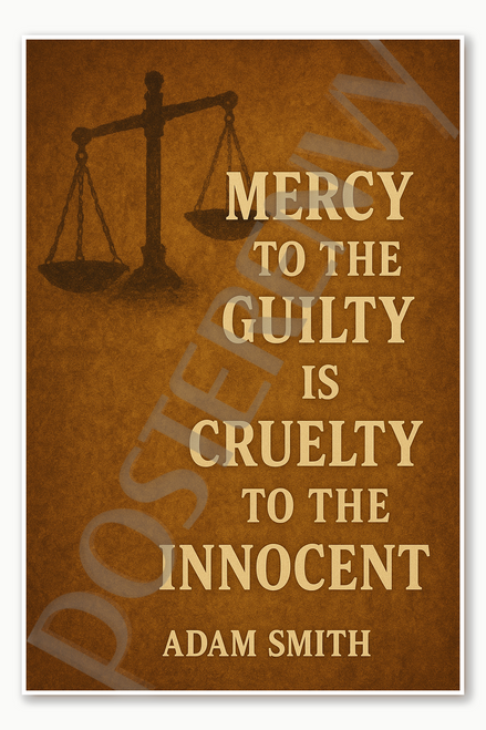Mercy to the Guilty is Cruelty to the Innocent - Adam Smith Poster - 18 inch x 12 inch