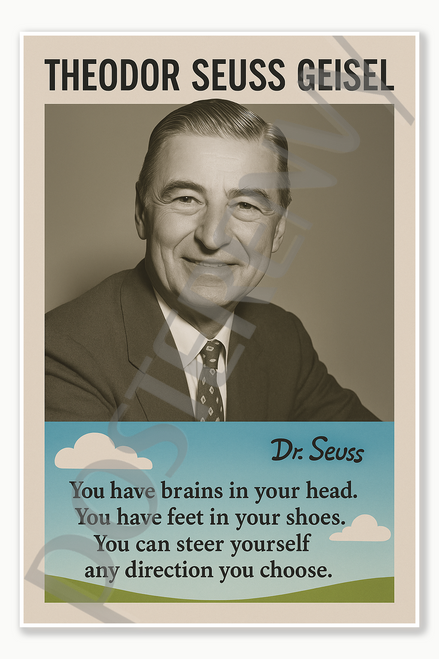 Dr Suess Theodor Seuss Geisel American childrens author illustrator animator cartoonist Poster - 18 inch x 12 inch