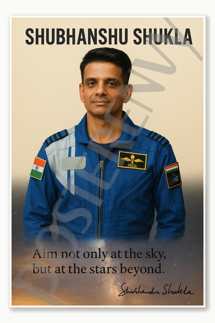 Shubhanshu Shukla Indian Astronaut Axiom 4 SpaceX ISRO Lucknow Motivational Classroom Poster - 18 inch x 12 inch