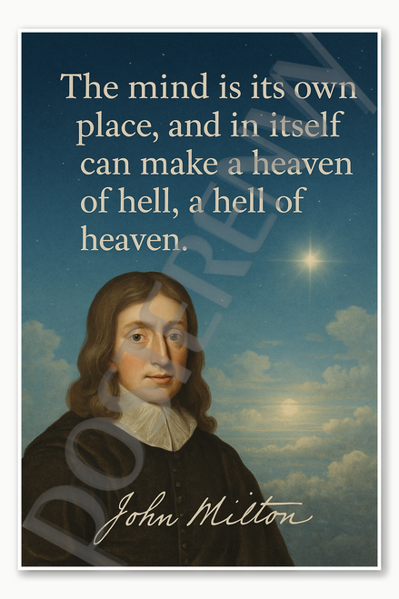 John Milton English Author The Mind is its own place and in itself can make a heaven of hell Poster - 18 inch x 12 inch