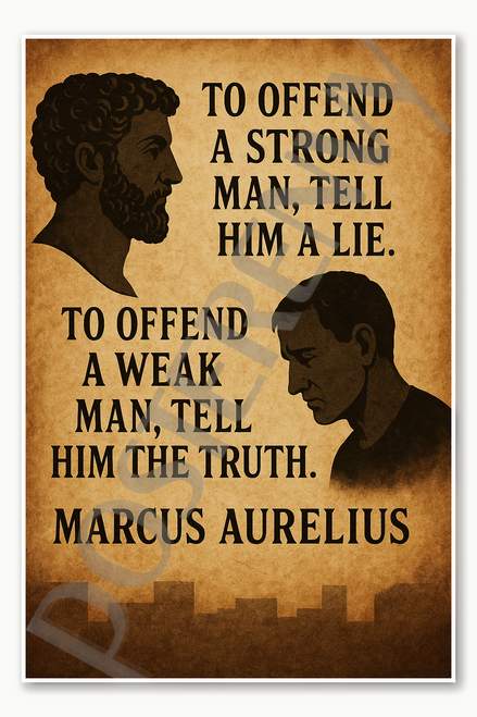 Marcus Aurelius to offend a strong man tell him a lie Poster - 18 inch x 12 inch