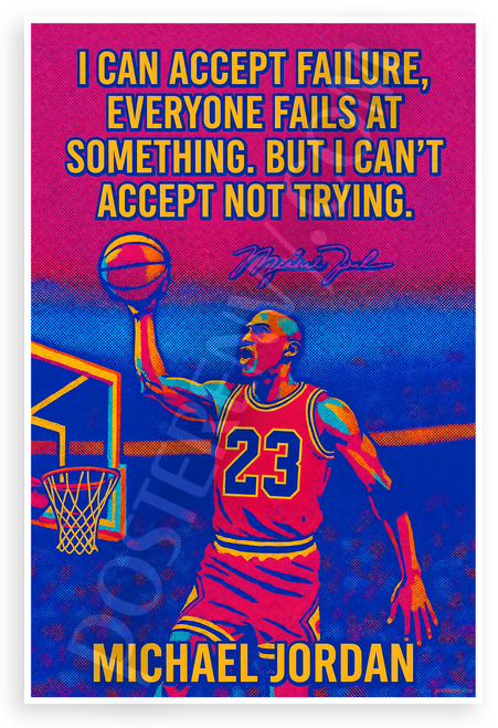 Michael Jordan "I Can Accept Failure" Motivational Basketball 12"x18" US Made Poster