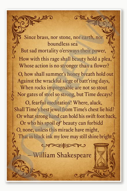 Since brass, nor stone, nor earth, boundless sea Poster - 18 inch x 12 inch