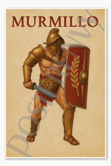 Murmillo - Roman Gladiator Poster - 18 inch x 12 inch