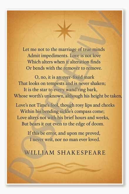 Let me not to the marriage of true minds Poster - 18 inch x 12 inch