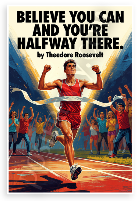 Theodore Roosevelt "Believe You Can and You're Halfway There" Motivational 12x18 US Made Poster