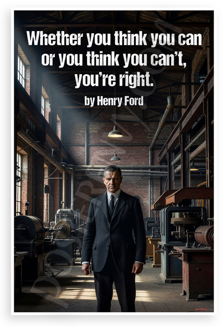 Henry Ford "Whether You Think You Can or Can't, You're Right" Motivational 12x18 US Made Poster