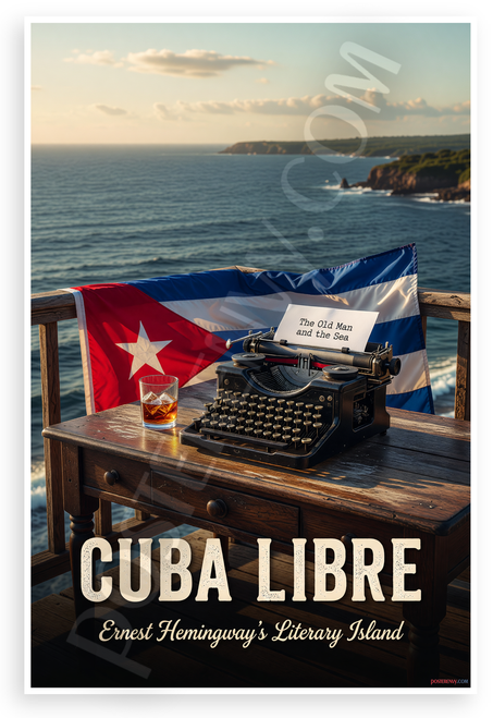 Ernest Hemingway Cuba Libre The Old Man and the Sea Literary 12x18 US Made Poster