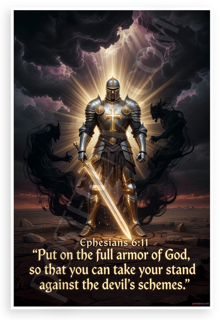Ephesians 6:11 'Put on the Full Armor of God' Inspirational 12x18 US Made Poster