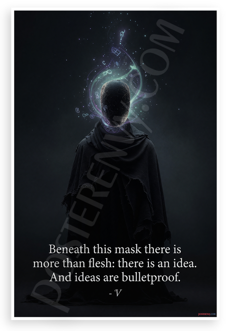 V 'Beneath This Mask More Than Flesh Idea Bulletproof' Inspirational 12x18 US Made Poster