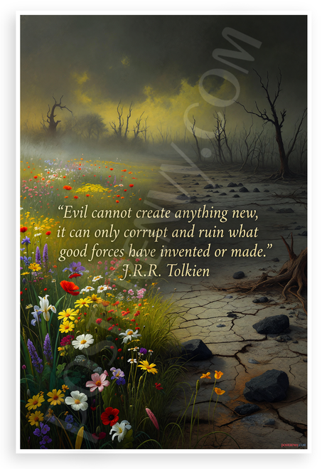J.R.R. Tolkien "Evil Cannot Create Anything New" Inspirational 12x18 US Made Poster