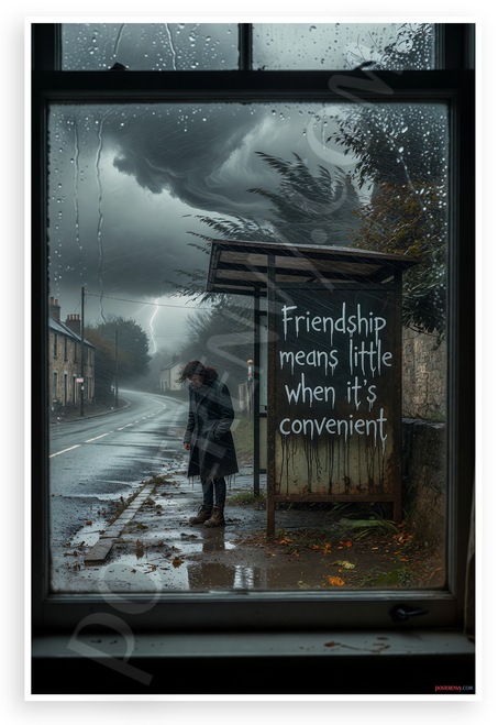 "Friendship Means Little When It's Convenient" Moody Storm Scene 12x18 US Made Poster