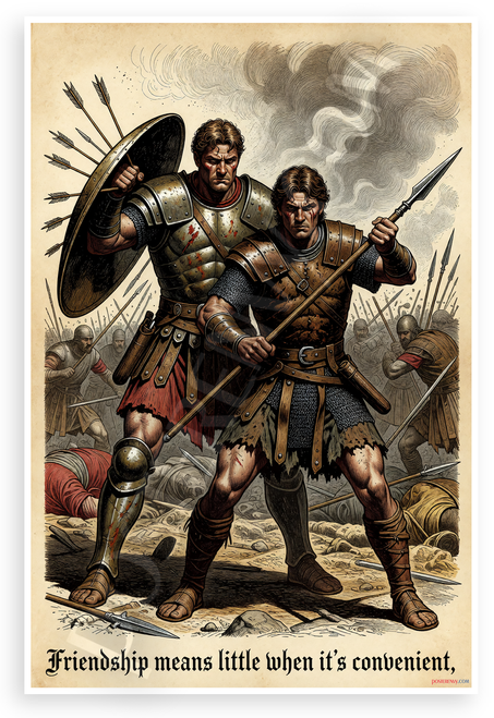 "Friendship Means Little When It's Convenient" Warrior Battle Inspirational 12x18 US Made Poster