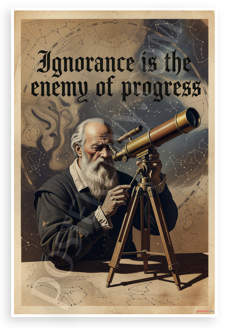 Galileo "Ignorance is the Enemy of Progress" Inspirational 12x18 US Made Poster