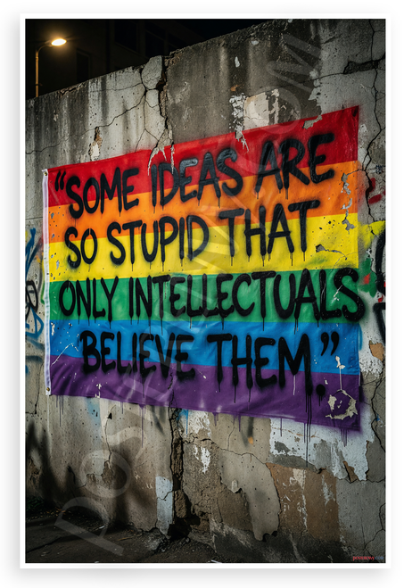 George Orwell "Some Ideas Are So Stupid Only Intellectuals Believe Them" Satirical 12x18 US Made Poster