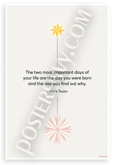 Mark Twain "Two Most Important Days of Your Life" Inspirational 12x18 US Made Poster