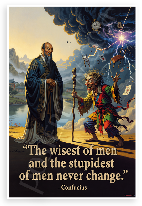 Confucius "Wisest of Men and Stupidest of Men Never Change" Inspirational 12x18 US Made Poster
