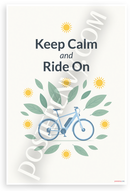 Keep Calm and Ride On E-Bike Motivational 12x18 US Made Poster