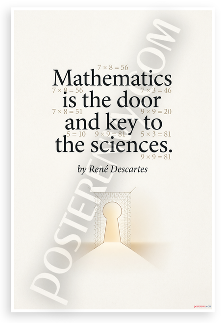 René Descartes "Mathematics Is the Door and Key to the Sciences" Educational 12x18 US Made Poster