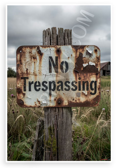 No Trespassing Vintage Rustic Sign Field Landscape 12x18 US Made Poster