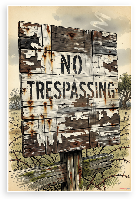 No Trespassing Weathered Sign Vintage Illustration 12x18 US Made Poster