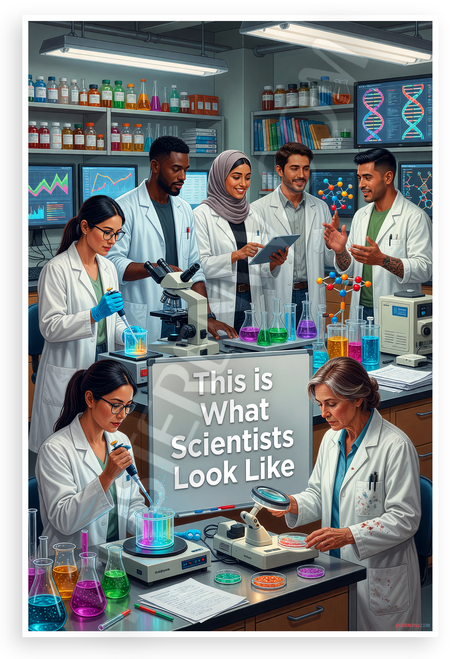 "This is What Scientists Look Like" Diverse Lab Team Educational 12x18 US Made Poster