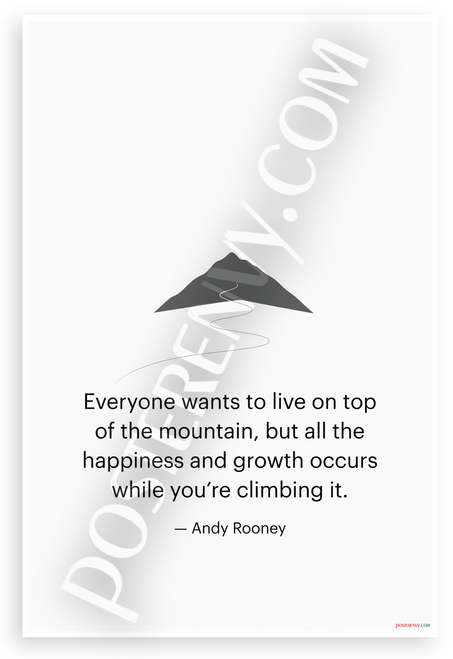 Andy Rooney "Everyone Wants to Live on Top of the Mountain" Inspirational 12x18 US Made Poster
