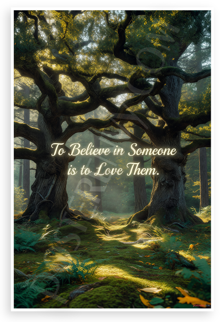 "To Believe in Someone is to Love Them" Inspirational Forest Trees 12x18 US Made Poster