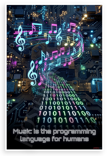 "Music is the Programming Language for Humans" Music Code Fusion 12x18 US Made Poster