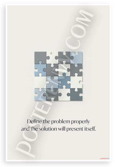 "Define the Problem Properly and Solution Will Present Itself" Puzzle Inspirational 12x18 US Made Poster