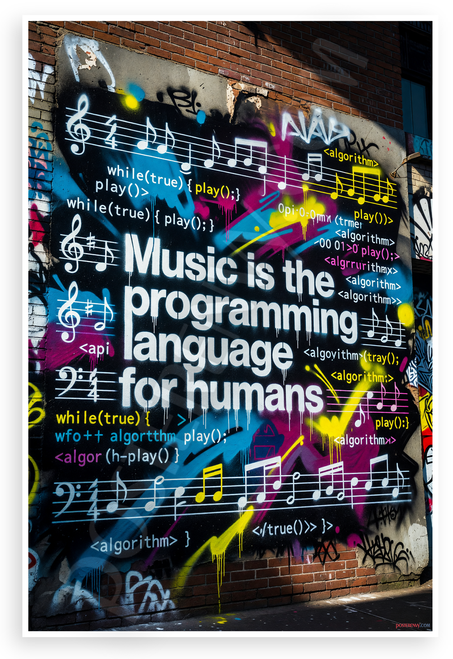 "Music is the Programming Language for Humans" Graffiti Style 12x18 US Made Poster
