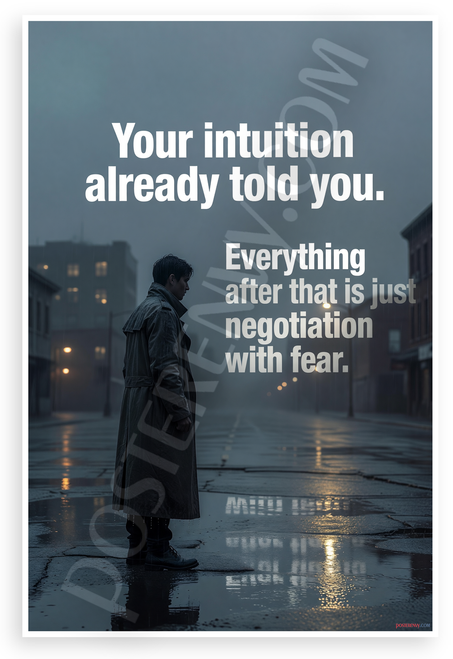 "Your Intuition Already Told You" Negotiation with Fear Inspirational 12x18 US Made Poster