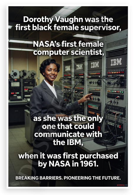 Dorothy Vaughan NASA First Black Female Supervisor IBM Computer 12x18 US Made Poster